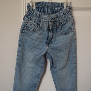 Gap Girls high wasted jeans with distressed bottoms